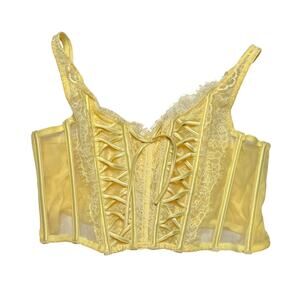 Victoria's Secret Lace-Up Corset Bra Top Lemon Size Large
